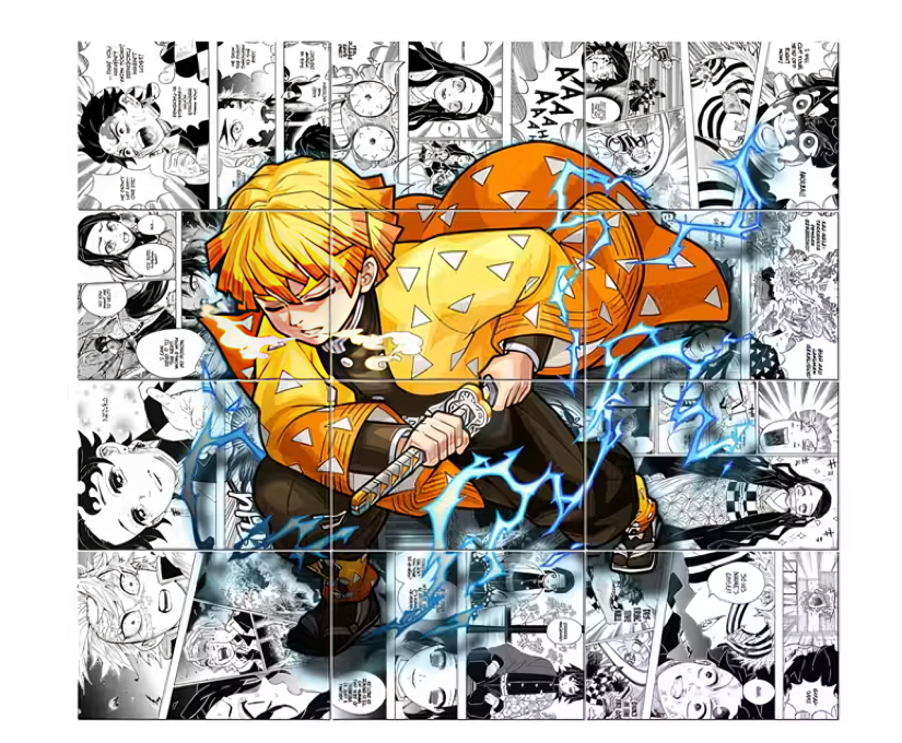 Set of 12 Demon Slayer Manga Style A4 Panels for Wall Art Anime poster (8.3 x 11.7 Inches with HD Quality)